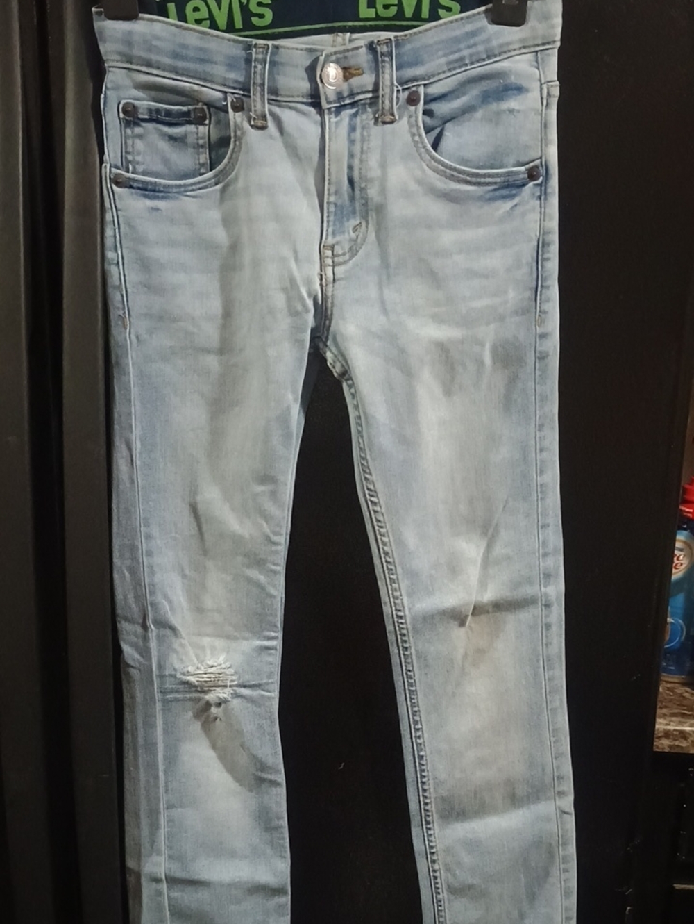 Levi's Light Blue Kids Slim Straight Jeans with Knee Rip